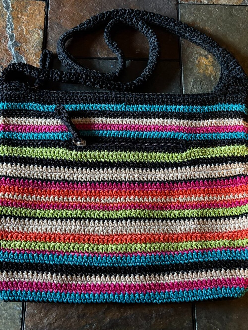 The Sak multicolored crocheted bag